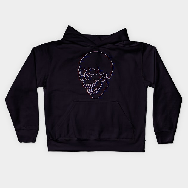 Glitch Skull (White Base) Kids Hoodie by WolfCommander